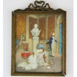 A 19th century framed hand painted portrait miniature on ivory of Napoleon and Josephine (A/F) noted