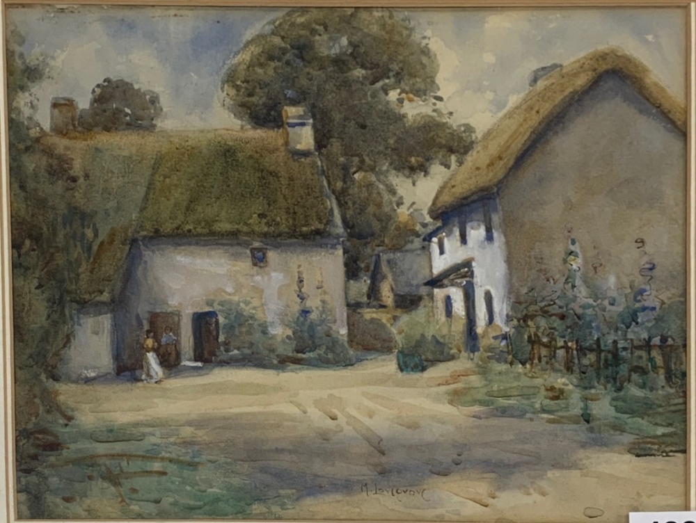 A gilt framed early 20th Century watercolour signed M. Lovegrove for Mildred Lovegrove Exh 1902- - Bild 2 aus 3