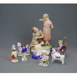 A group of mixed 19th and 20th century porcelain items, tallest 22cm.