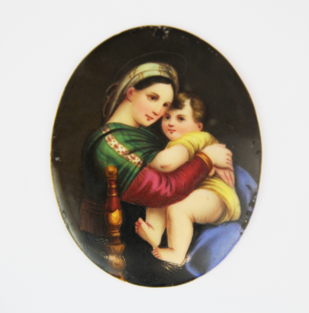 An unframed hand painted porcelain miniature, L. 8.5cm.