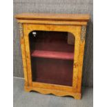 A 19th century yew wood veneered and ormulu mounted display cabinet, H. 109cm, W. 83cm.