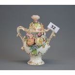 An 18th century porcelain potpourri and cover (possibly Coalbrookdale), H. 18cm.