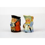 Two miniature W H Goss porcelain toby jugs, H. 4cm.