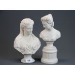 Two 19th century classical Parianware busts, tallest 27cm.