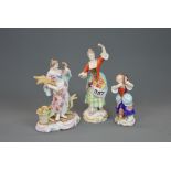 A group of three 19th century German porcelain figurines, tallest 17cm.