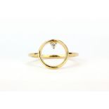 An 18ct yellow gold diamond set ring, (P).