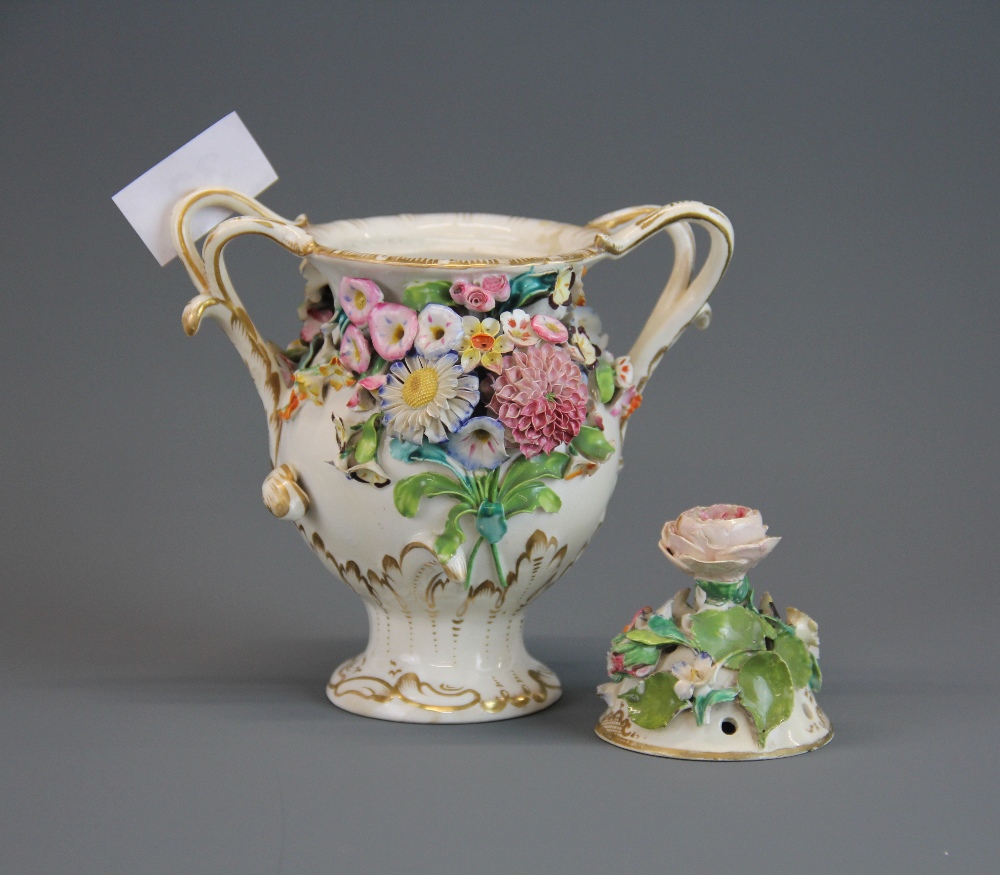 An 18th century porcelain potpourri and cover (possibly Coalbrookdale), H. 18cm. - Image 3 of 3
