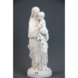 A 19th century Parianware figure of mother and child, H. 39cm. Condition: slight chip to front of