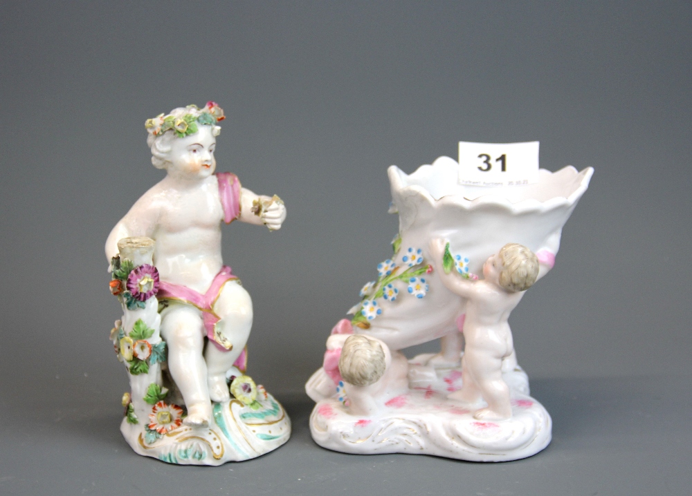 A group of 19th century and later porcelain cherub items. Condition: some repair. - Image 6 of 13