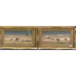 A pair of gilt framed Orientalist watercolours of desert scenes signed L. Peggianni, frame size 75 x