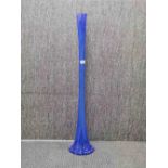 A tall blue glass vase, H. 102cm.