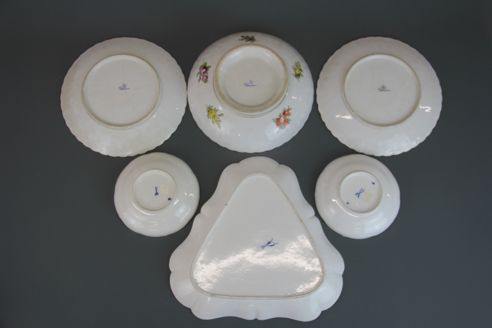 A group of three Dresden hand painted porcelain items together with three further German porcelain - Image 2 of 2