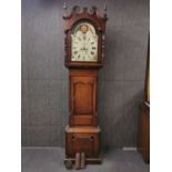 An 18th century oak and mahogany veneered long cased clock by Wiston from Stafford with striking