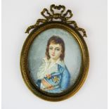 A 19th century hand painted portrait miniature noted verso as the Comte Naumdorf, L. 10cm.