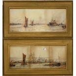 W H Pearson (British) a pair of gilt framed watercolours of Thames River scenes entitled 'Erith