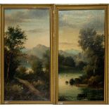 A pair of reframed Victorian oils on canvas, frame size 29 x 49cm.