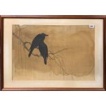 A large framed Chinese monochrome watercolour on silk c. 1900, frame size 86 x 62cm.