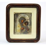 A 19th century framed Russian silver ivory icon, frame size 10 x 11 x 4cm.