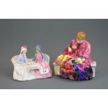 Two Royal Doulton figures of ' The flower sellers children' ' HN1342' and ' Afternoon tea'.