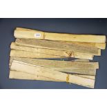 A rare set of Mongolian Buddhist scriptures hand written on reeds, L. 58cm.