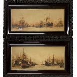 A pair of impressive large framed prints of Thames shipping after Charles Dixon c. 1909 of the Lower