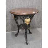 A Victorian cast iron pub table, Dia. 61cm. H. 72cm.