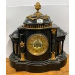 An impressive 19th century French slate mantle clock, H. 47cm