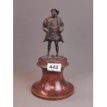 A bronze henry of King Henry VIII on mahogany pedestal, H. 25cm.