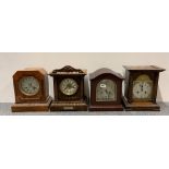 A group of four 19th/early 20th century mantle clocks, tallest 31cm.