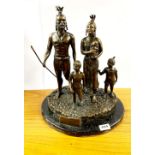 An interesting bronze figure of a tribal family, H. 41cm.