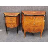 An inlaid 20th century Bombay chest with ormolu mounts , H. 78cm, W. 80cm. together with a smaller