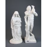 Two 19th century Parianware figures, tallest 39cm. Condition: both A/F.