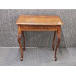 An oak and ebony inlaid 19th century side table, 76 x 47 x 78cm.