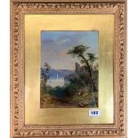 A 19th Century gilt framed oil on board behind glass signed R B David, frame size 40 x 45cm.