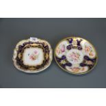 An 19th early century Coalport hand painted and gilt plate (minor rim chip), Dia. 21.5cm. Together