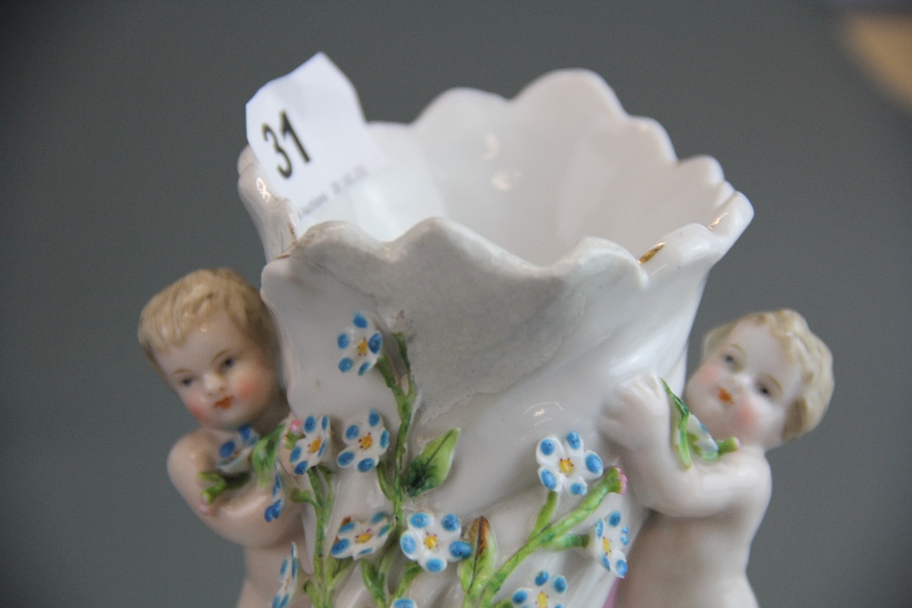 A group of 19th century and later porcelain cherub items. Condition: some repair. - Image 4 of 13