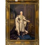 A 20th Century gilt framed portrait of a French king, frame size 58 x 74cm.