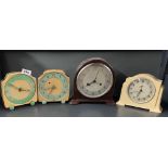 Two bakelite mantle clocks and two others, tallest 20cm.