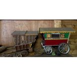 Three wooden gypsy carts