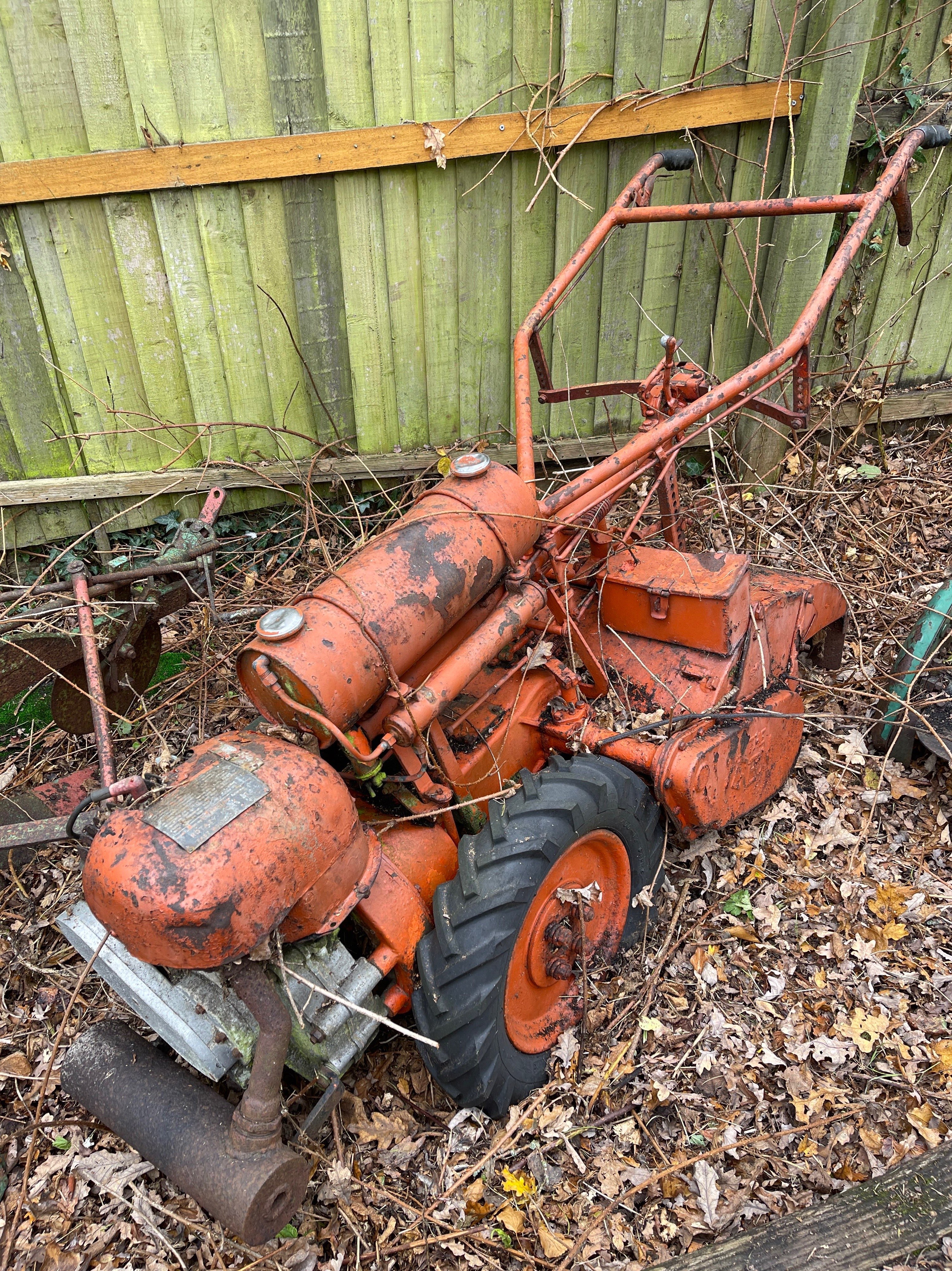 A vintage motorised rotovator.