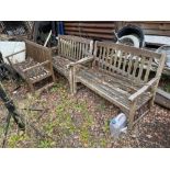 Three teak garden benches.