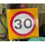 An aluminium 30 speed sign, 70 x 70cm.