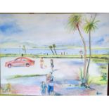 Myrna Higgins, "Starting the Summer Holidays ", oil on canvas, 100 x 80cm, c. 2021. Start of the