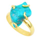 A 925 silver gilt ring set with rough turquoise, (P.5).