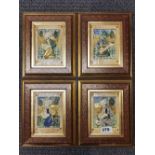 Islamic interest: An interesting set of four framed Persian ceramic tiles, frame size 19x 22cm.