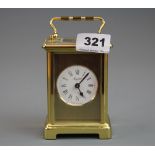 A Bayard eight day French gilt brass carriage clock, H. 14cm.