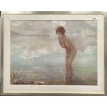 A gilt metal framed print after Paul-Chabas. Frame size, 85 x 69cm.