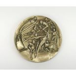 An Olympic winter games Lake Placid 1980 bronze medallion, Dia. 7.5cm.