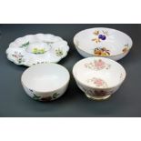 Three Royal Worcester porcelain items and one Royal Doulton fruit bowl, Largest Dia. 32cm