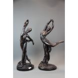 A pair of large composition figures of dancers, H. 60cm.